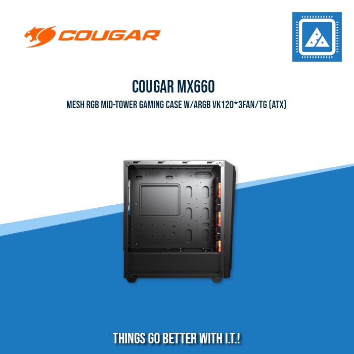 COUGAR MX660 MESH RGB / MID-TOWER / ARGB VK120*3FAN / TEMPERED GLASS COUGAR MX660 MESH RGB / MID-TOWER / ARGB VK120*3FAN / TEMPERED GLASS